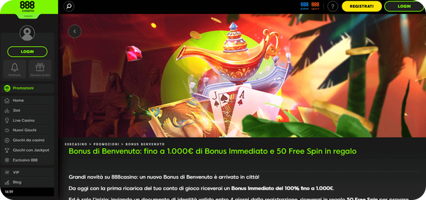 888 Casino 70 Free Spins Senza Deposito