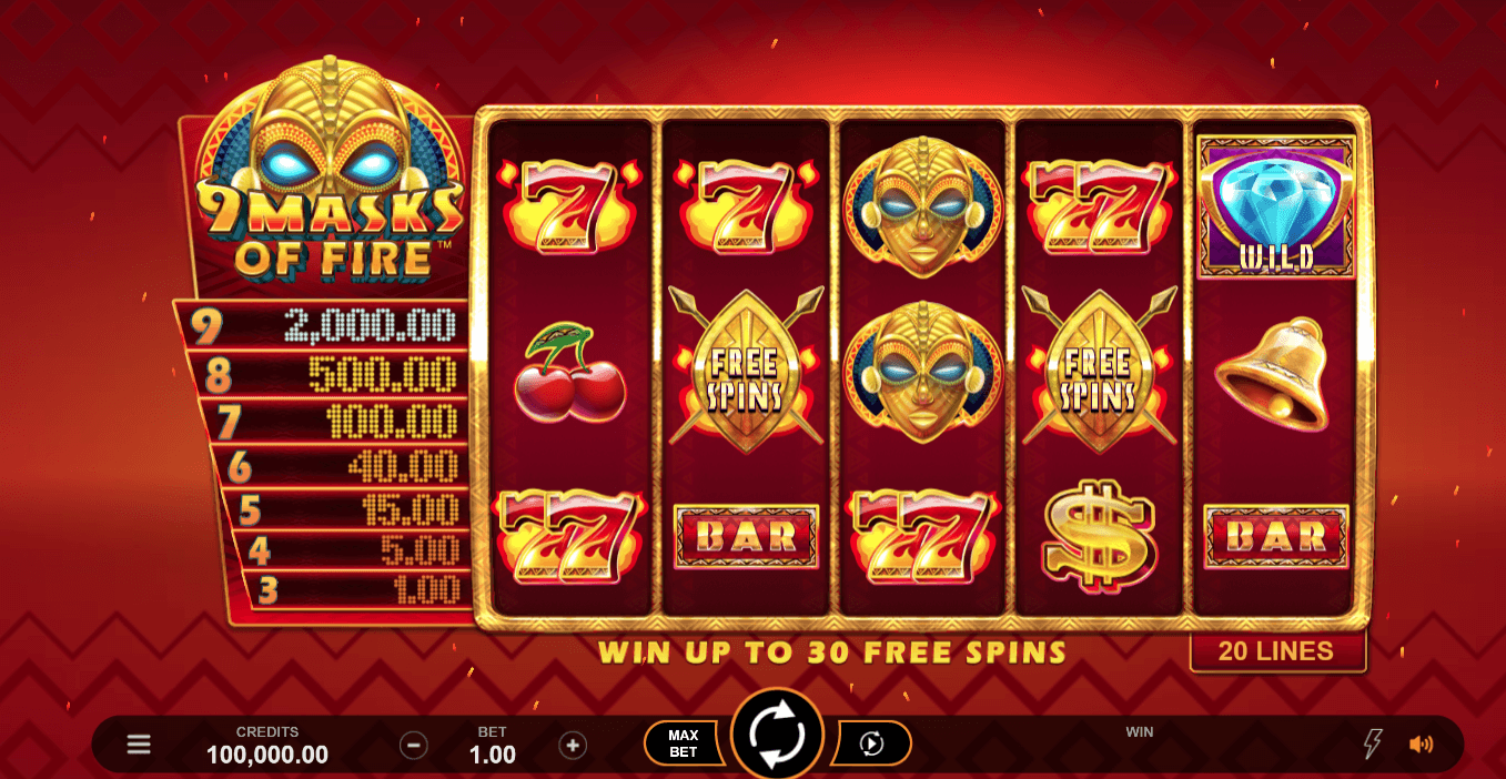 games global slot 9 masks of fire