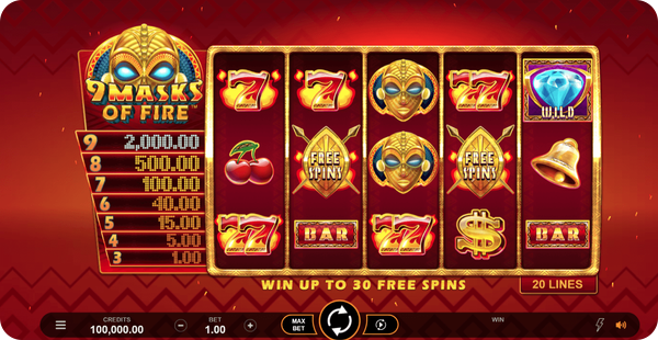games global slot 9 masks of fire