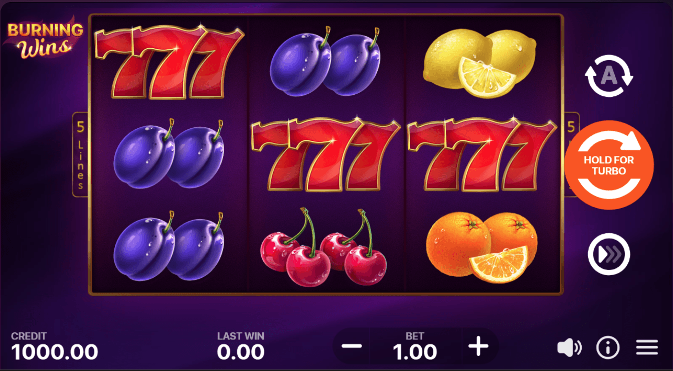 slot machine a 5 linee burning wins