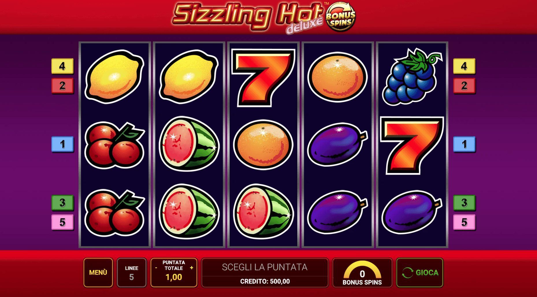 slot machine a 5 linee sizzling hot deluxe bonus spins