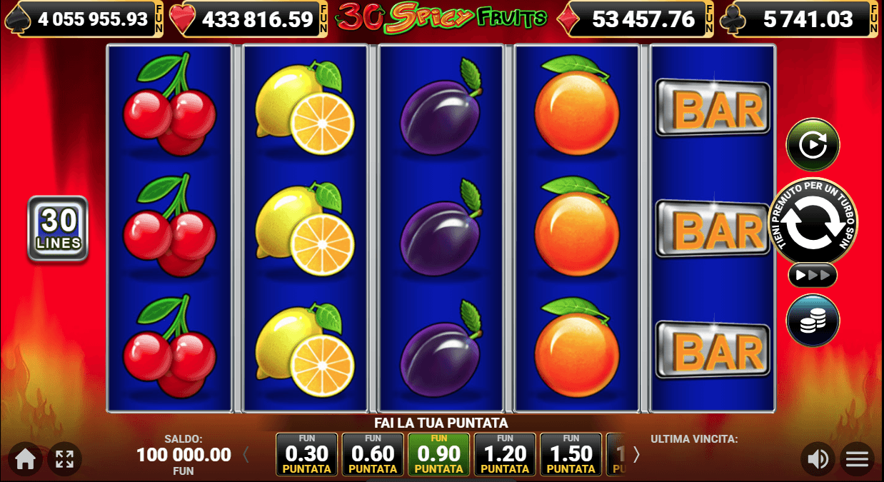 30 spicy fruits slot machine a 30 linee di pagamento