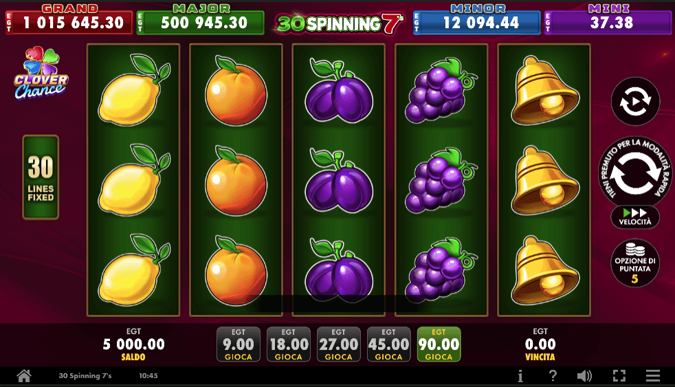 30 spinning 7s slot machine a 30 linee di pagamento