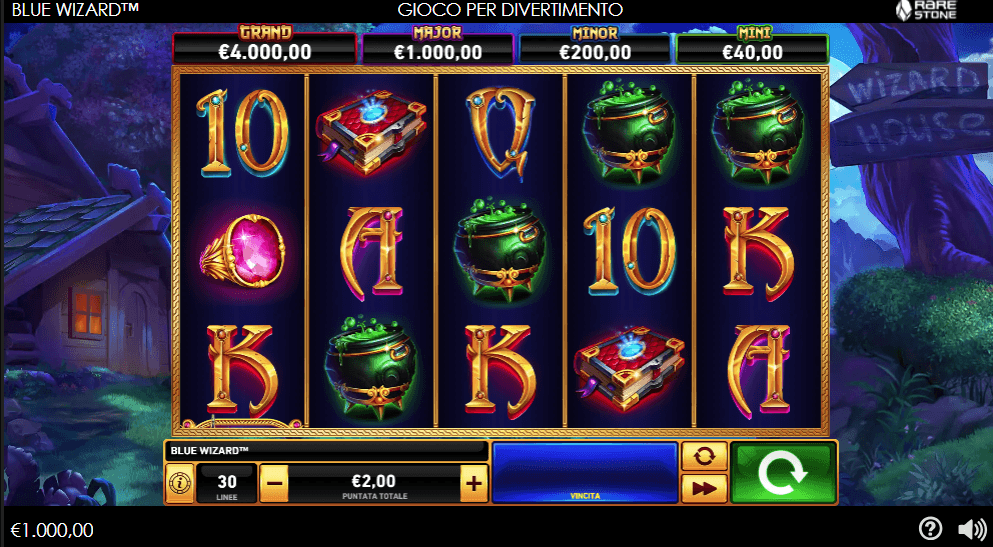 blue wizard slot machine a 30 linee di pagamento