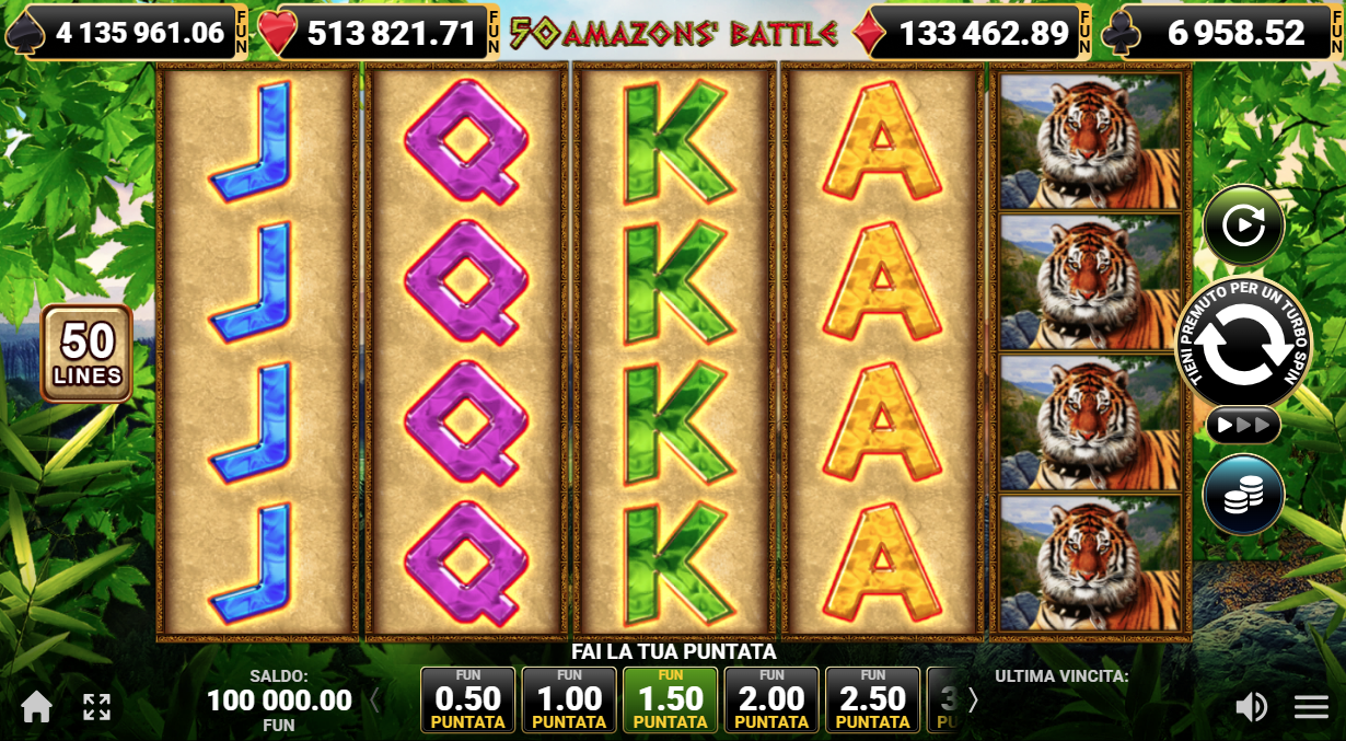 50 amazons battle slot machine a 50 linee di pagamento