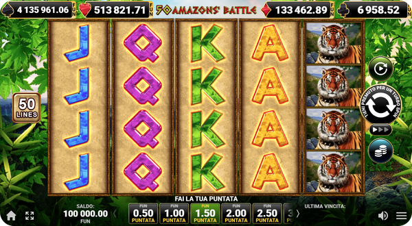50 amazons battle slot machine a 50 linee di pagamento